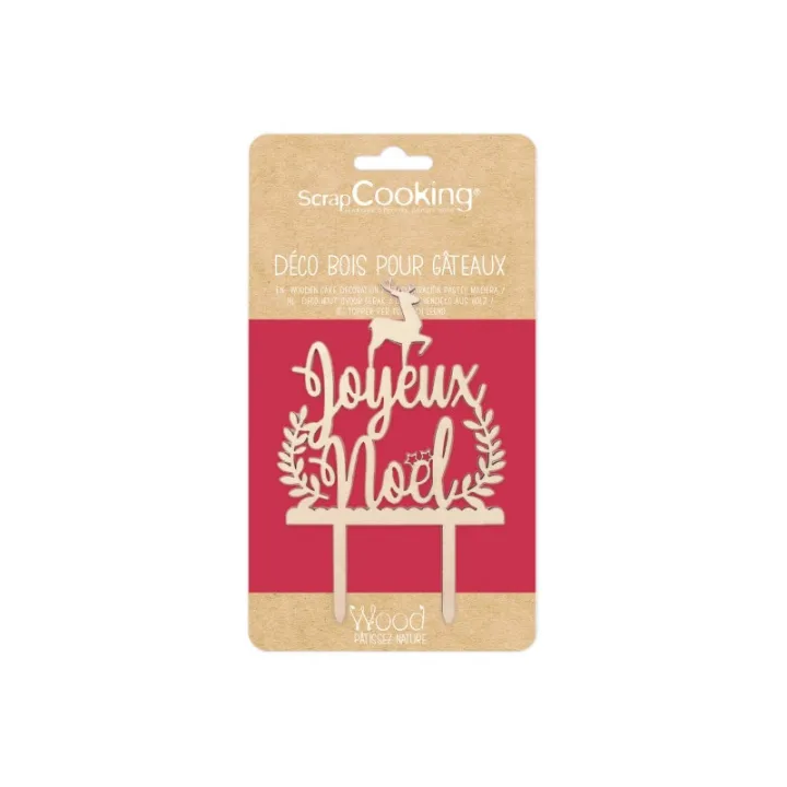 Decorazione per torta Joyeux Noël in legno - Cake topper Natale