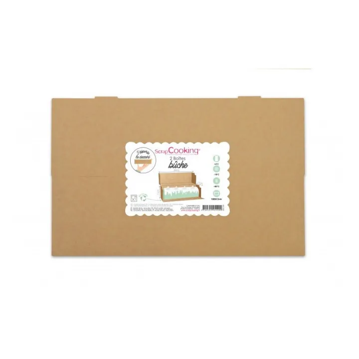 Yule log box 35 x 11 x 11 cm, 2 pieces perfect for elongated baked goods