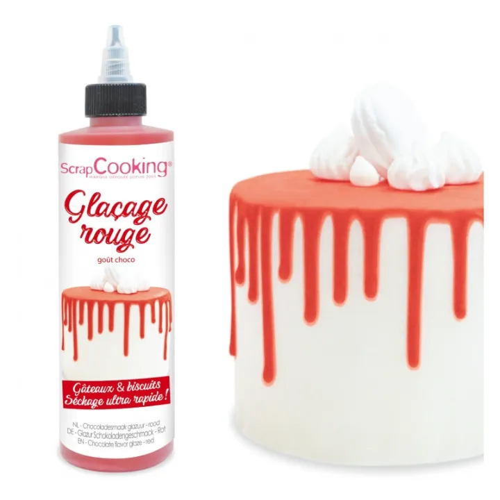 Drip Rot – 130 g chocolate icing for drip cakes, lettering and decorations in bright red | miniSchoggi