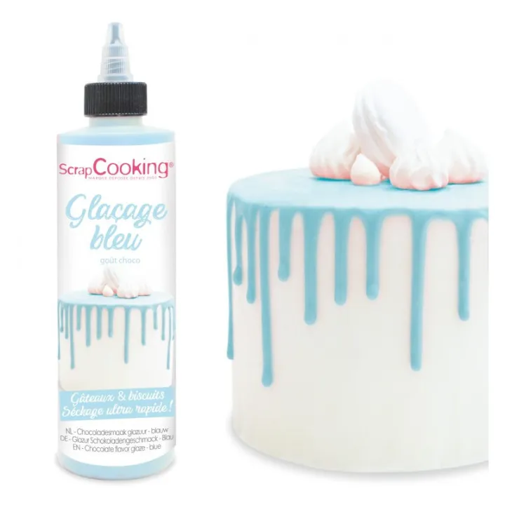 Drip Hellblau – 130 g Schokoladenglasur für Drip Cakes, Schriftzüge und Dekorationen in zartem Hellblau | miniSchoggi