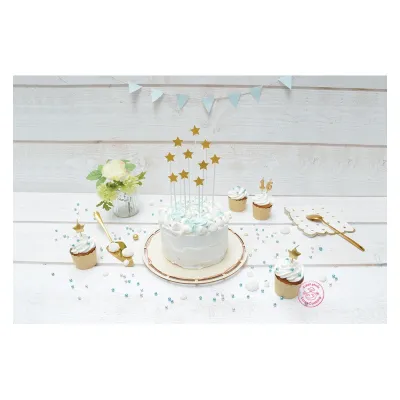 Cake Topper Set Stern gold 10 Stück für weihnachtliche Tortendeko