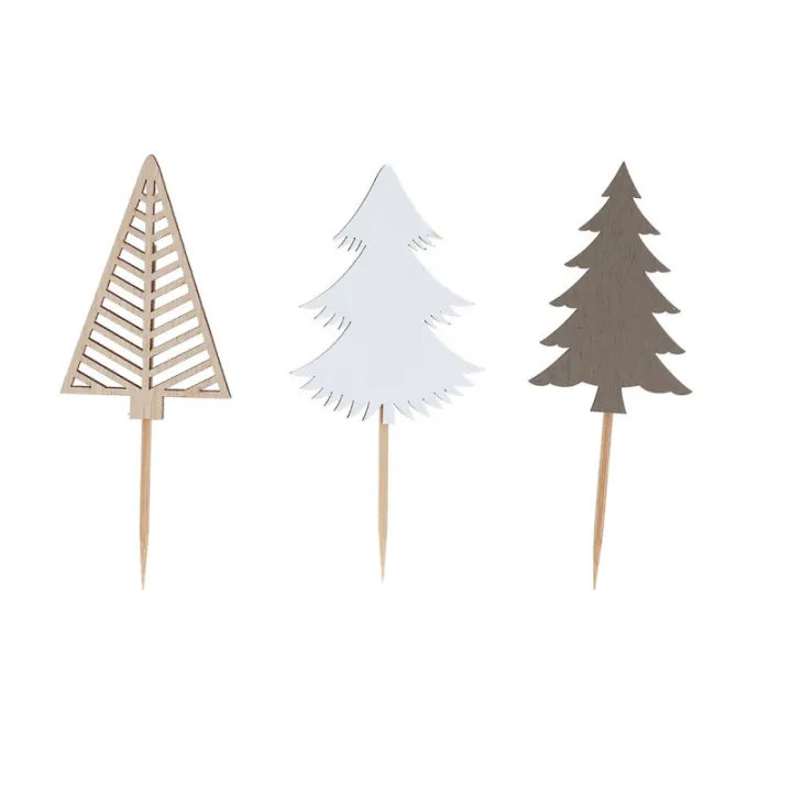 Cake topper sapins de Noël, 3 pièces - Décoration de gâteau élégante pour Noël