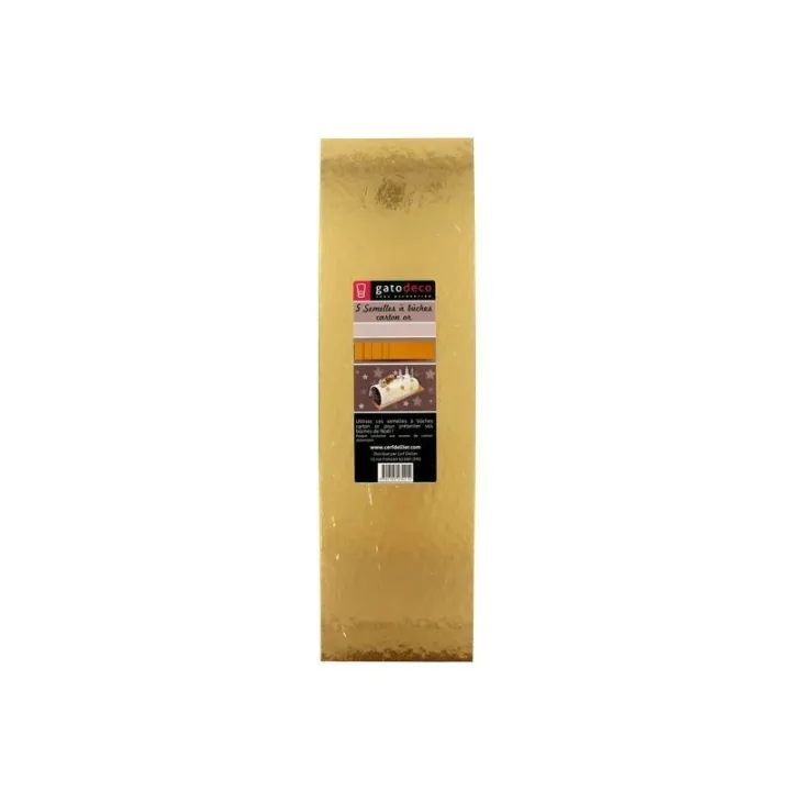 Supporti torta dorati per Bûche de Noël 29 x 10 cm, 5 pezzi