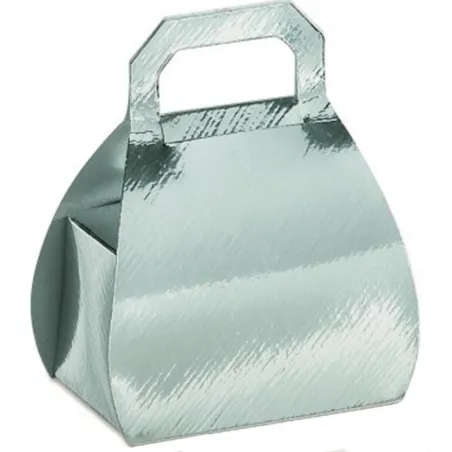 Confezione per praline a forma di borsa Argento per praline confezionate con eleganza