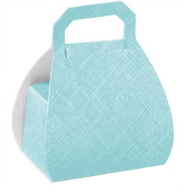 Confezione per praline a forma di borsa Azzurro per praline confezionate con eleganza