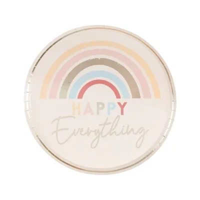 Pappteller Happy Everything Ø 24 cm, 8 Stück