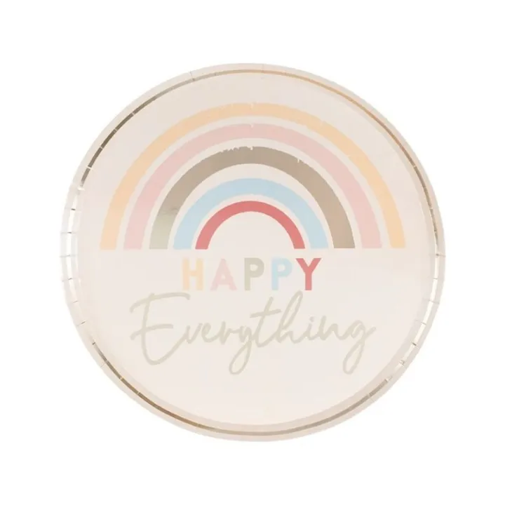 Assiettes en carton Happy Everything Ø 24 cm, 8 pièces