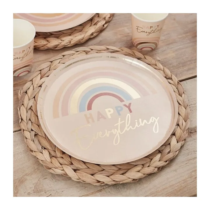 Assiettes en carton Happy Everything Ø 24 cm, 8 pièces