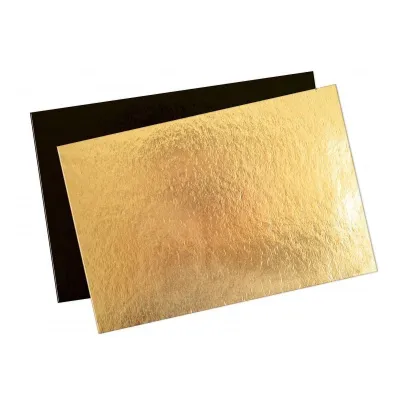 Tortenscheibe Rechteckig Gold / Schwarz 20 x 30 cm, 5 Stück