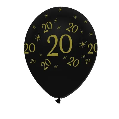 Ballon numéro 20 noir/or, 6 pièces