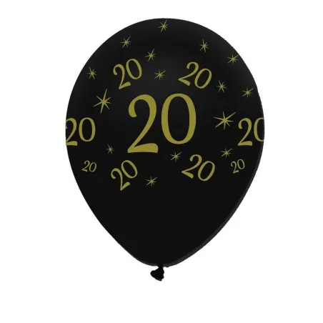 Ballon numéro 20 noir/or, 6 pièces