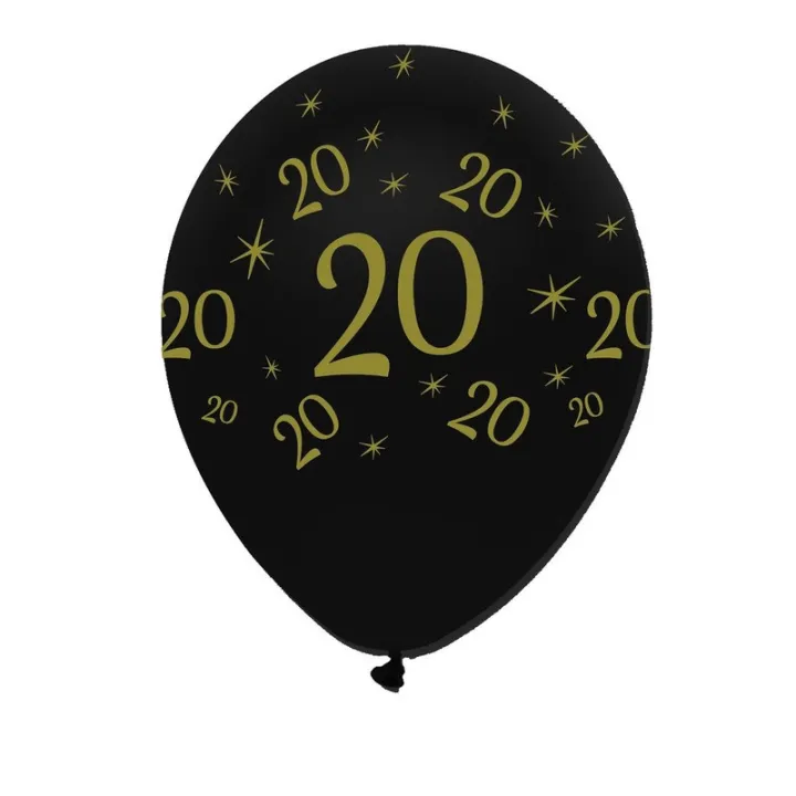 Ballon numéro 20 noir/or, 6 pièces