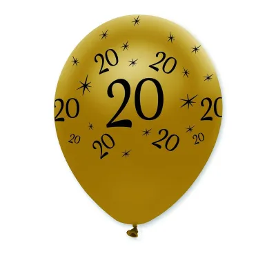 Ballon numéro 20 noir/or, 6 pièces