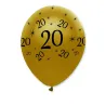 Balloon number 20 Black/Gold, 6 pieces