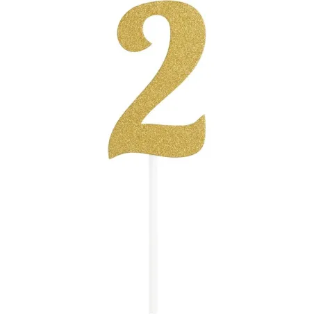 Cake Topper chiffre 2, or