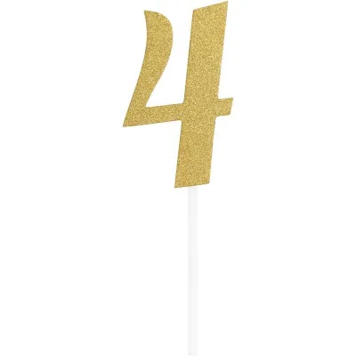 Cake Topper Zahl 4, Gold