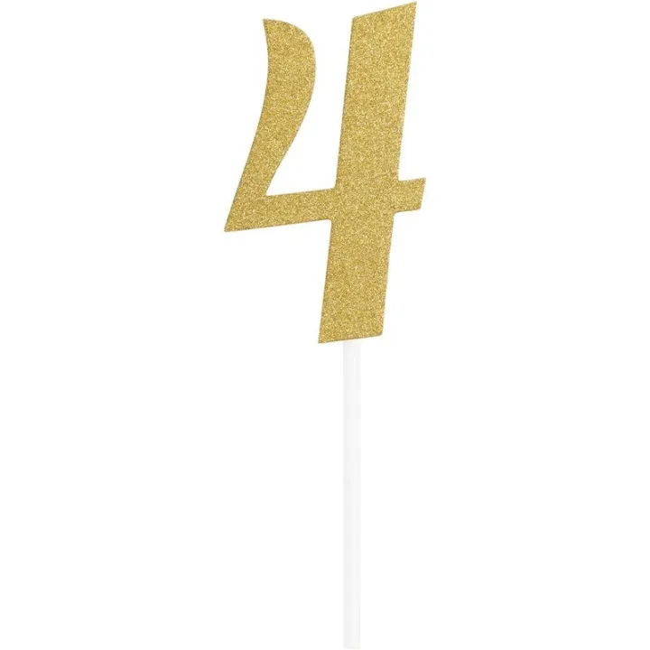 Cake Topper chiffre 4, or