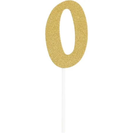Topper per torta numero 0, oro