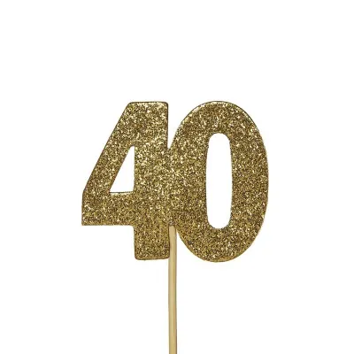 Cupcakes Topper Zahl 40 Gold, 12 Stück