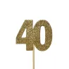 Cupcakes topper number 40 gold, 12 pieces