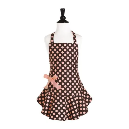 Grembiule per bambini marrone con pois rosa