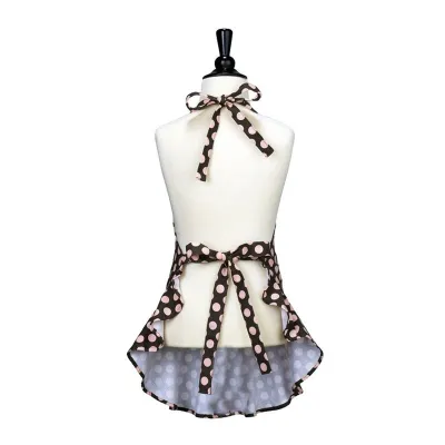 Children's apron brown with pink dots