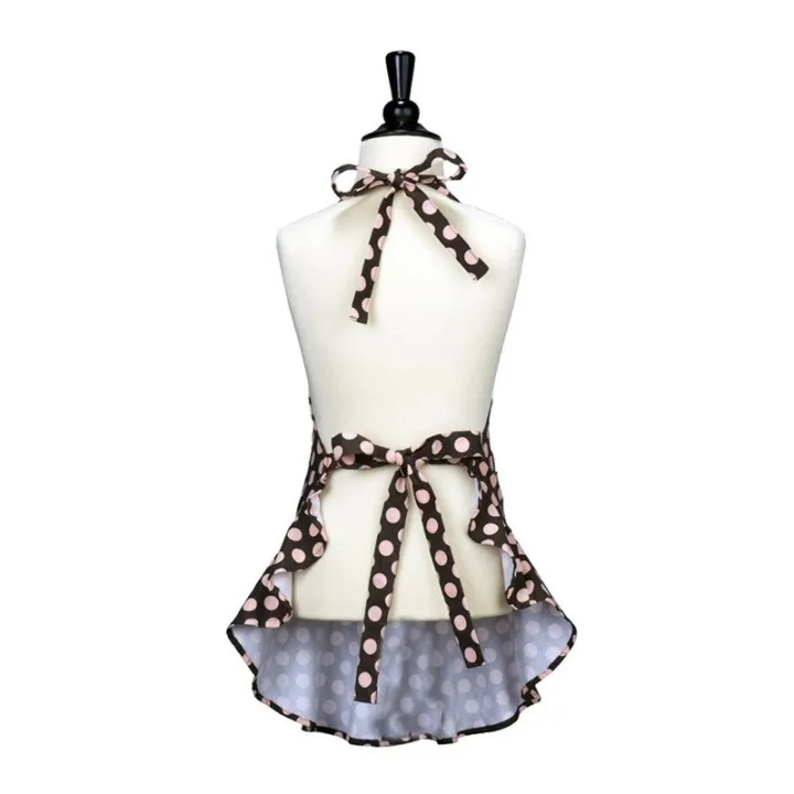 Grembiule per bambini marrone con pois rosa