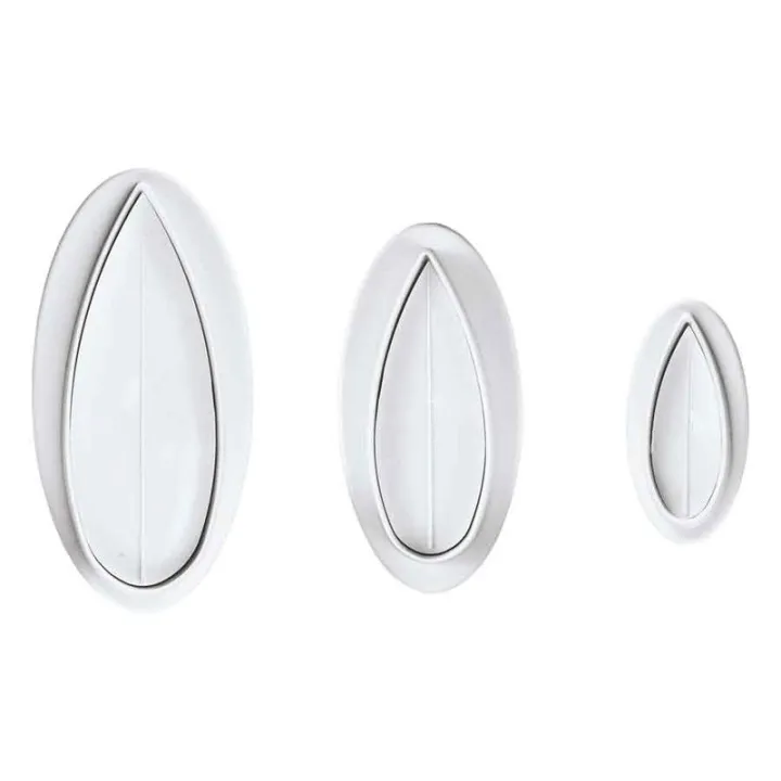 Set d'emporte-pièces Feuilles longues, 3 pièces pour de superbes décorations en fondant