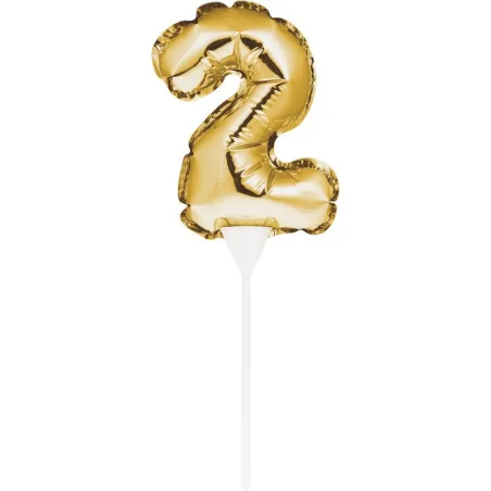Mini ballons cake topper chiffre 2 or