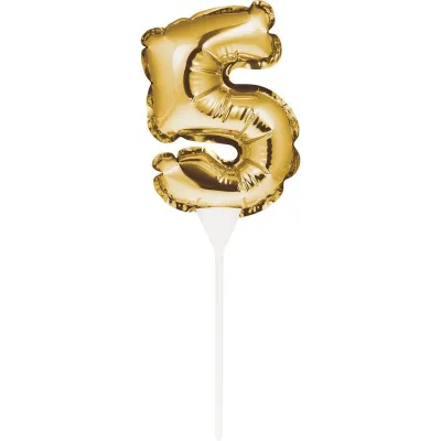 Mini Ballon Cake Topper Zahl 5 Gold