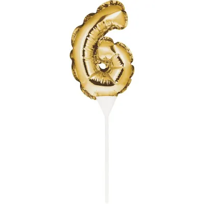 Mini Ballon Cake Topper Zahl 6 Gold