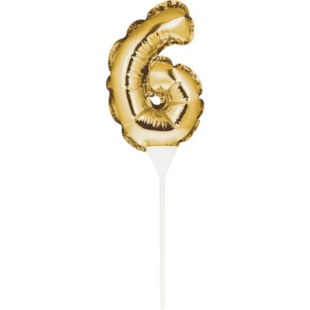 Mini cake topper a palloncino numero 6 oro
