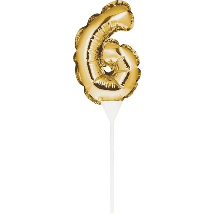 Mini cake topper a palloncino numero 6 oro