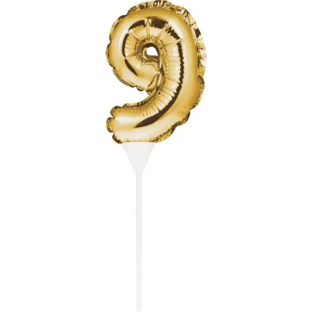 Mini Balloon Cake Topper Number 9 Gold