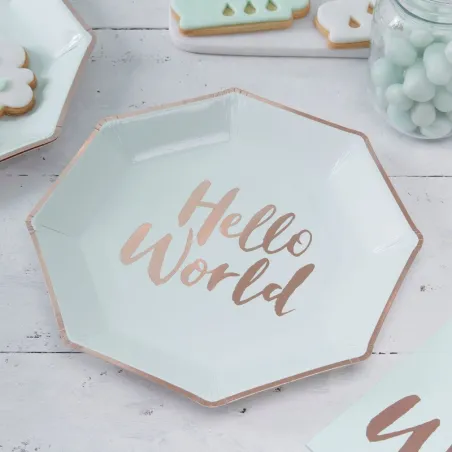 Paper plate Hello World, 8 pieces