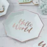 Piatto di carta Hello World, 8 pezzi