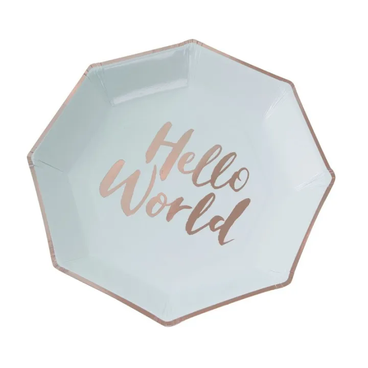 Paper plate Hello World, 8 pieces
