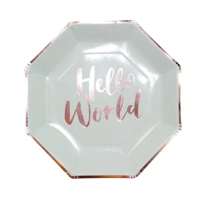 Paper plate Hello World, 8 pieces