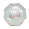 Piatto di carta Hello World, 8 pezzi