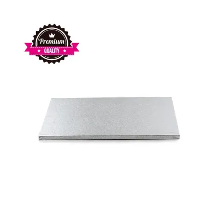 Plateau à gâteaux Rectangulaire extra fort Argent 20 x 30 cm pour un transport sûr