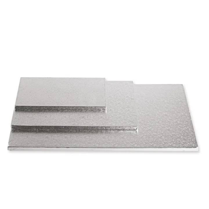 Cake plate rectangular extra strong silver 20 x 30 cm for safe transport