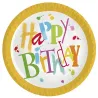 Piatto di carta colorato di buon compleanno, 10 pezzi.