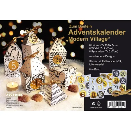 Adventskalender zum Basteln, Modern Village für Vorfreude auf Weihnachten