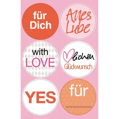 Mini Aufkleber Love, 24 Stück