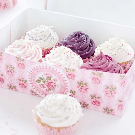 Rose garden gift boxes for 6 cupcakes, 2 pieces