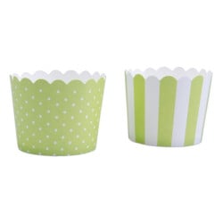 Mini Cupcake Förmchen Hellgrün & Weiss, 12 Stück