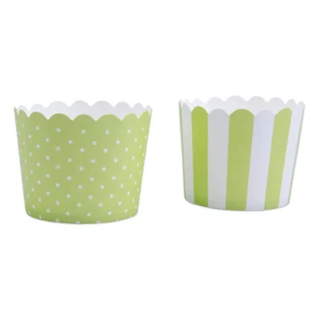 Pirottini Mini Cupcake Verde Chiaro & Bianco, 12 pezzi