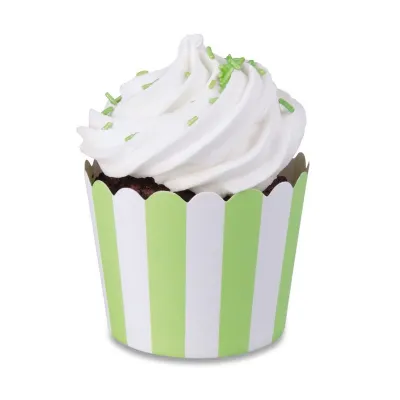 Pirottini Mini Cupcake Verde Chiaro & Bianco, 12 pezzi