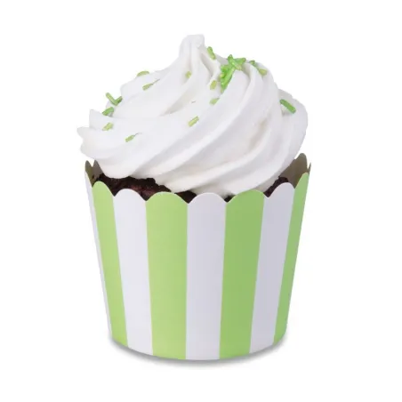 Pirottini Mini Cupcake Verde Chiaro & Bianco, 12 pezzi