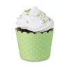 Mini cupcake cases light green & white, 12 pieces